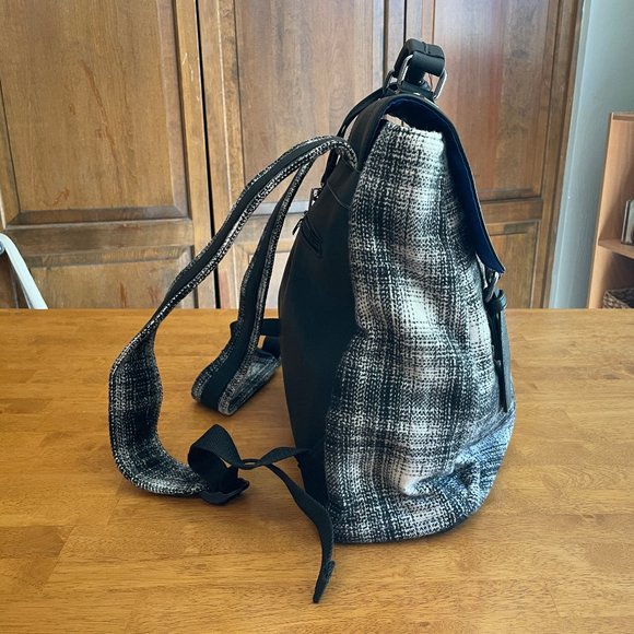 Christian Lacroix black/white plaid wool backpack purse - Picture 10 of 10